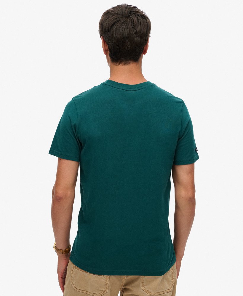 klassiek vintage logo t-shirt in dennengroen.