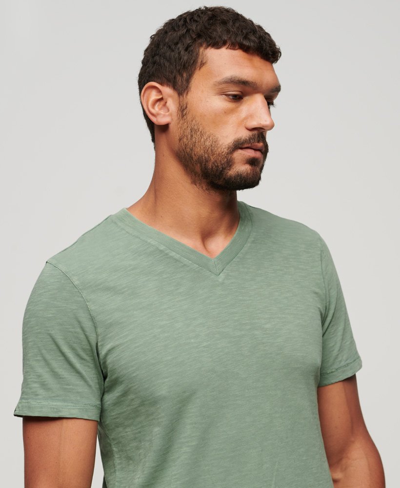 t-shirt met v-hals en slubstructuur in laurel khaki