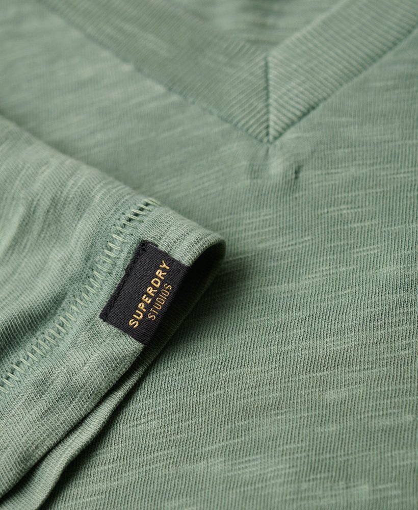 t-shirt met v-hals en slubstructuur in laurel khaki