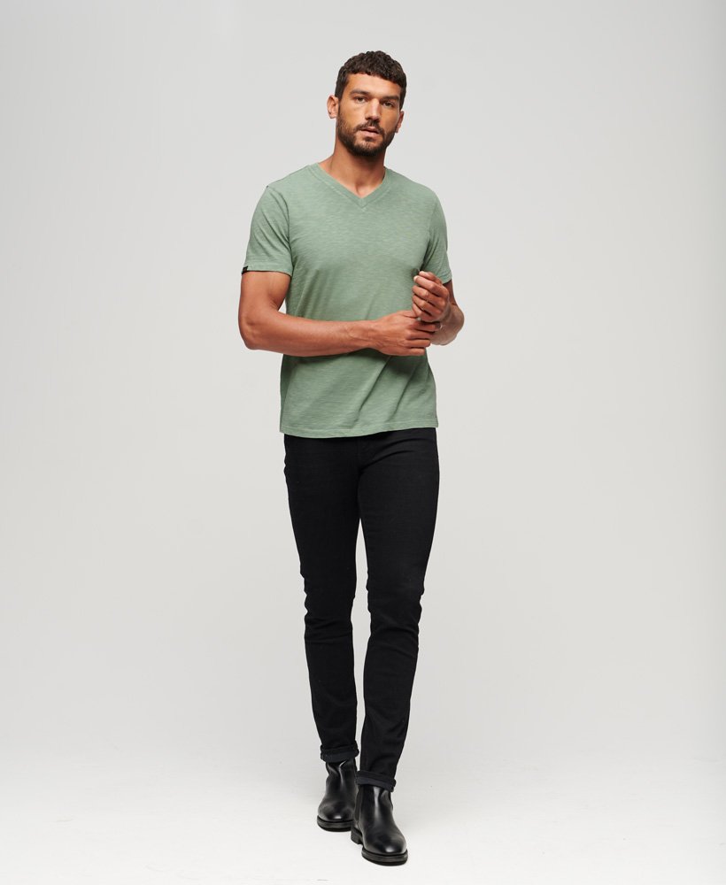 t-shirt met v-hals en slubstructuur in laurel khaki