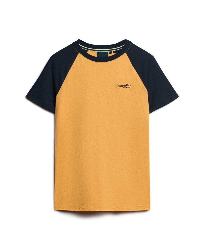 baseball t-shirt met essential logo van biologisch katoen in okergeel gemêleerdeclipse marineblauw