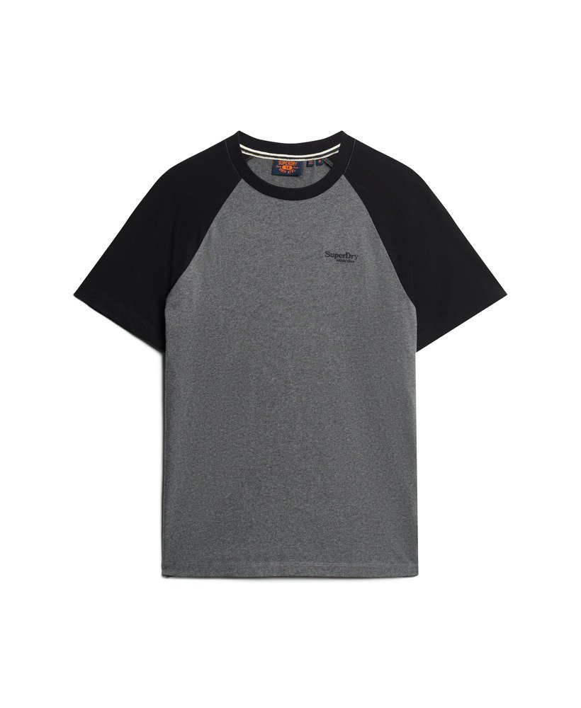 baseball t-shirt met essential logo van biologisch katoen in een rijke antracietgrijze kleurzwart.