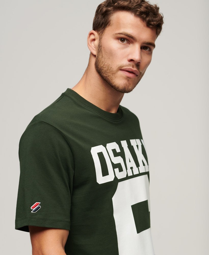 osaka logo loose t-shirt in academy dark green