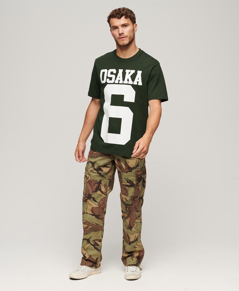 osaka logo loose t-shirt in academy dark green