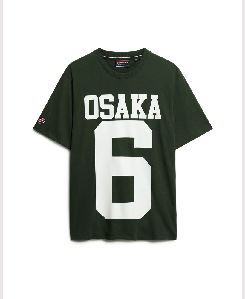 osaka logo loose t-shirt in academy dark green