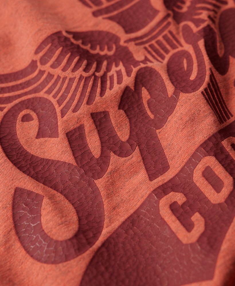college scripted graphic t-shirt in paprika overdyed marl