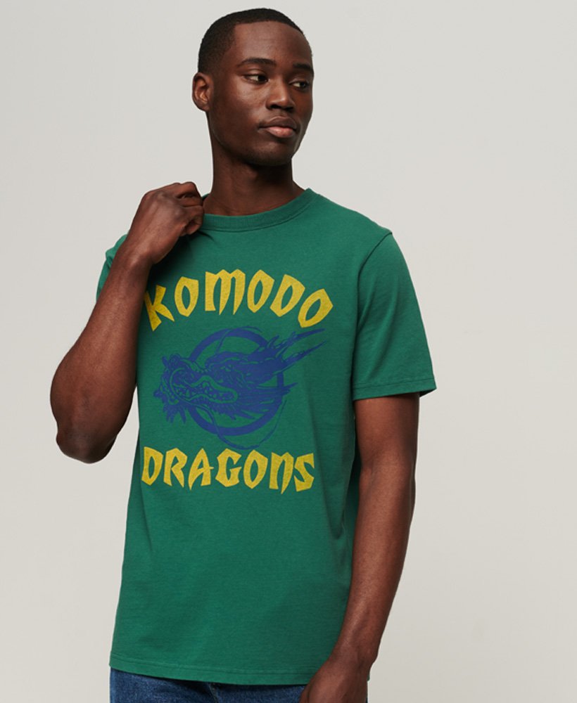 superdry x komodo classic dragon t-shirt in dennengroen