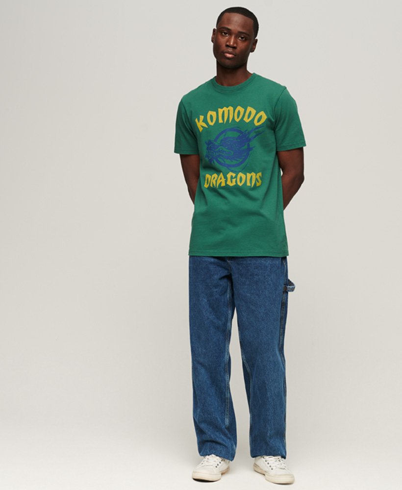 superdry x komodo classic dragon t-shirt in dennengroen