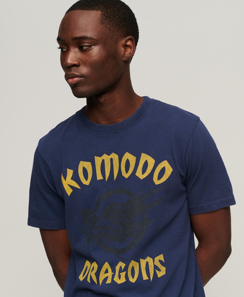 superdry x komodo classic dragon t-shirt in richest navy