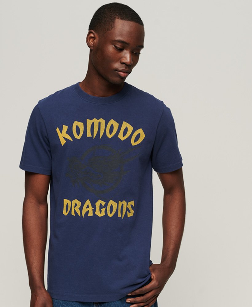 superdry x komodo classic dragon t-shirt in richest navy