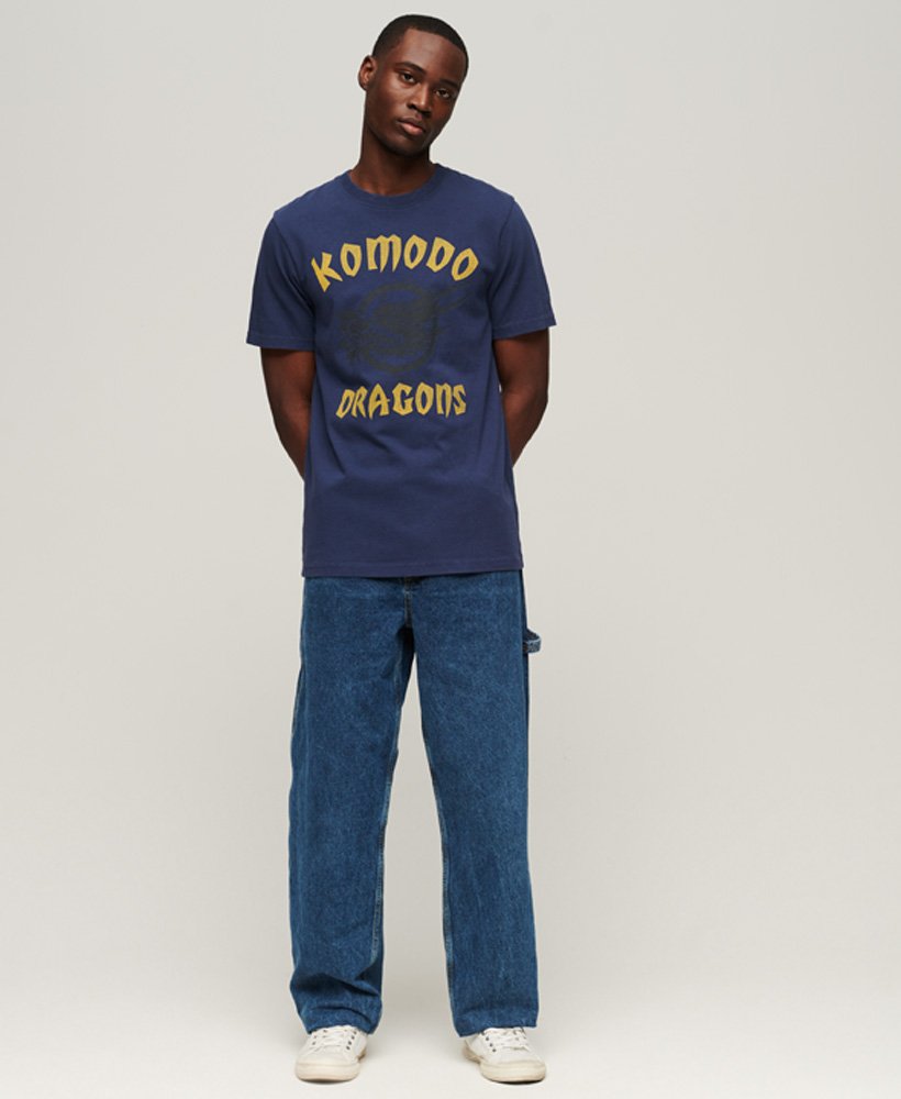 superdry x komodo classic dragon t-shirt in richest navy