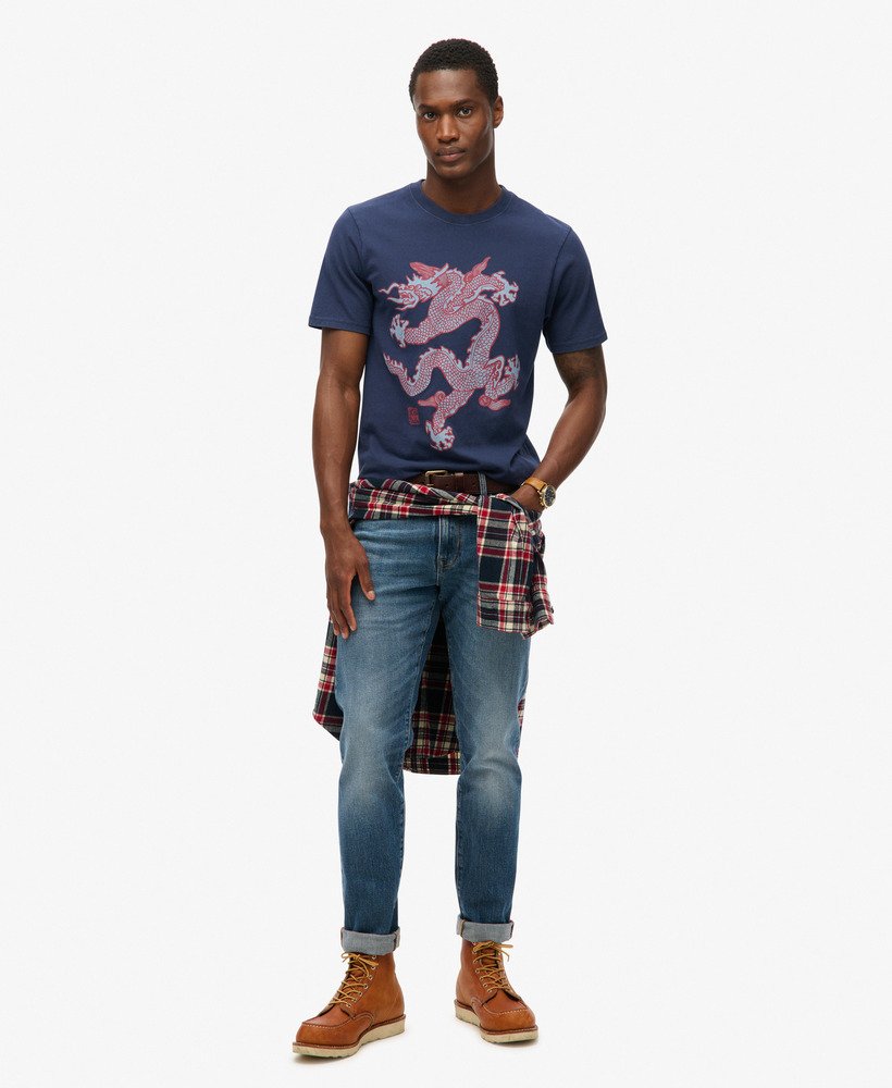 superdry x komodo vintage t-shirt in diepblauw