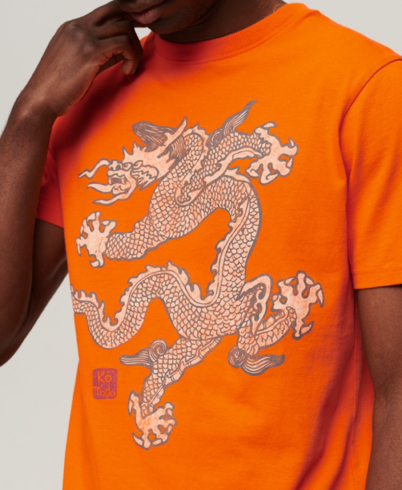superdry x komodo vintage t-shirt in jaffa orange