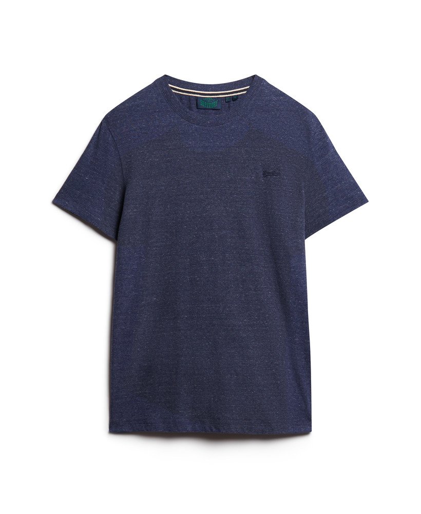 essential t-shirt met klein logo van biologisch katoen in donker indigoblauw gemêleerd.