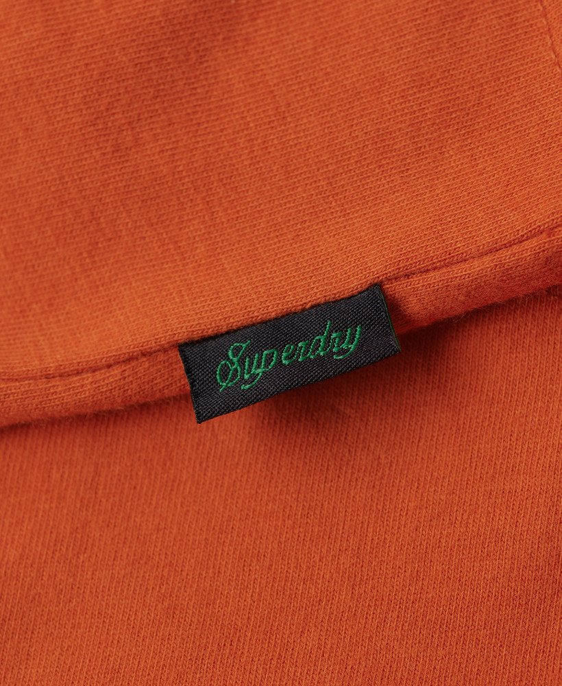 essential t-shirt met klein logo van biologisch katoen in denim co. roestbruin.