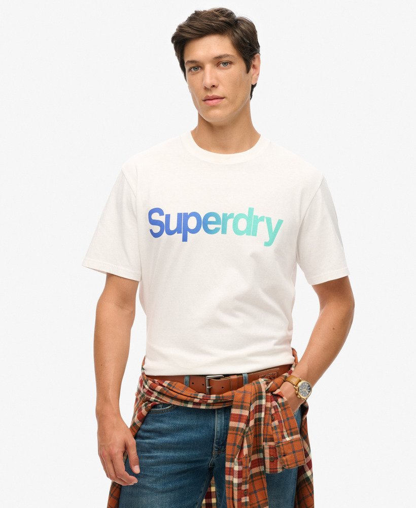 core logo loose t-shirt in brilliant white fade