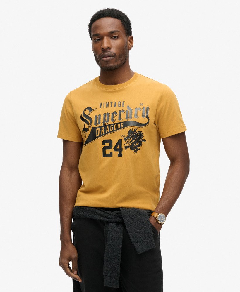 grafisch t-shirt voor chinees nieuwjaar in kurkumabruin.