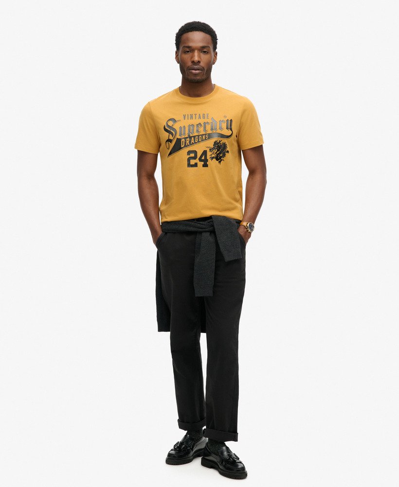 grafisch t-shirt voor chinees nieuwjaar in kurkumabruin.