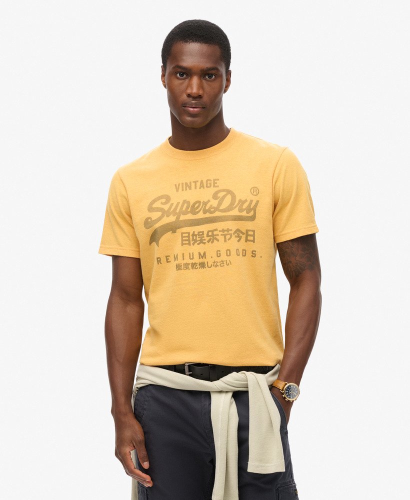 klassiek heritage t-shirt in ambergeel gemêleerd