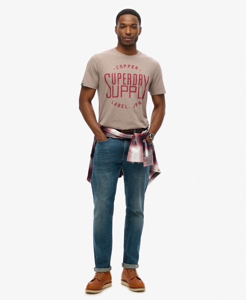 copper label workwear t-shirt in diepbeige slub