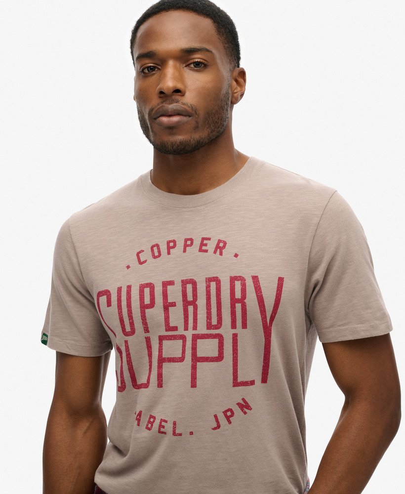copper label workwear t-shirt in diepbeige slub