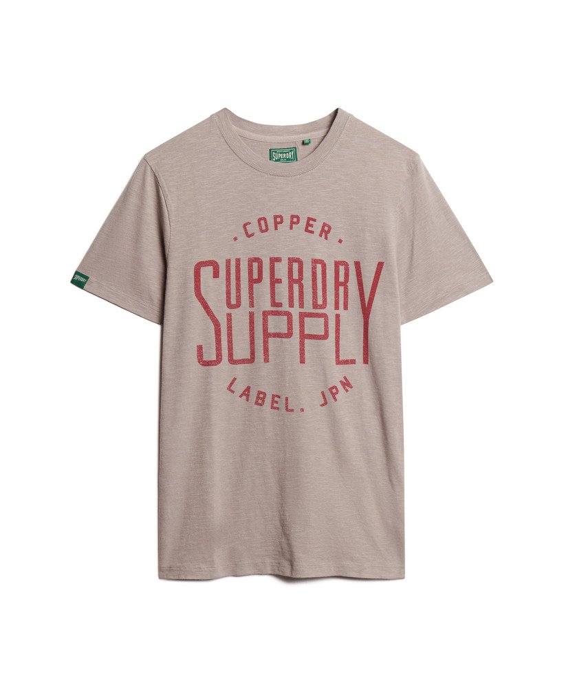 copper label workwear t-shirt in diepbeige slub