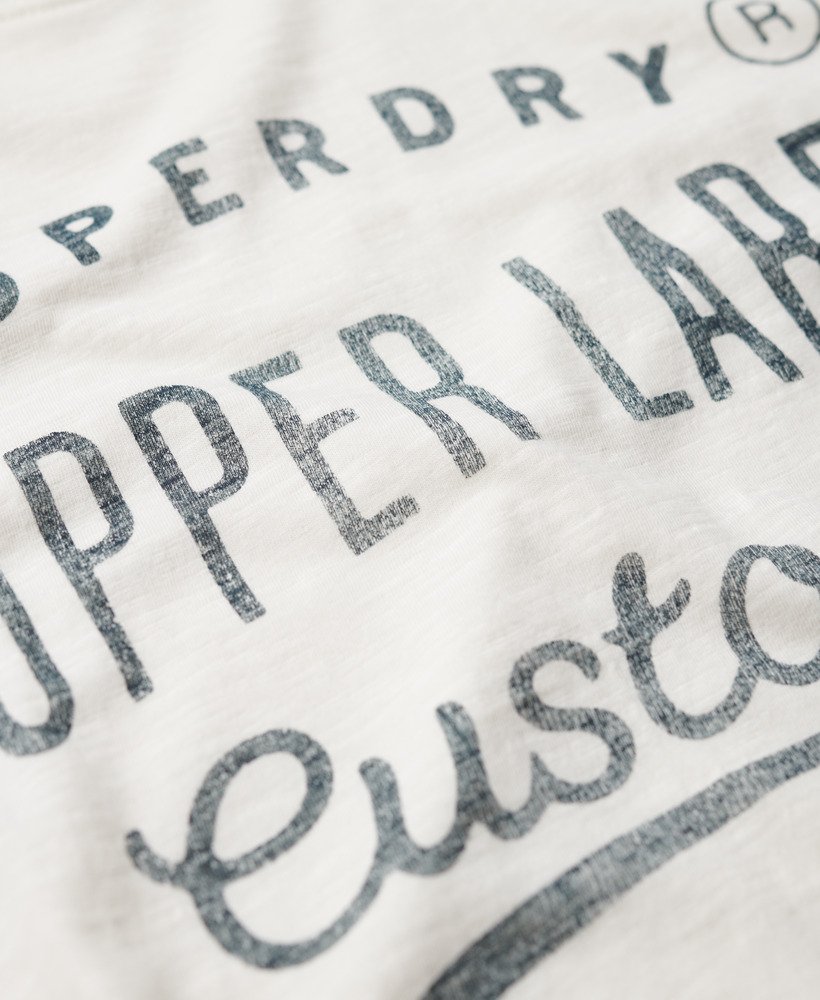 copper label workwear t-shirt in crèmekleurige slubstof