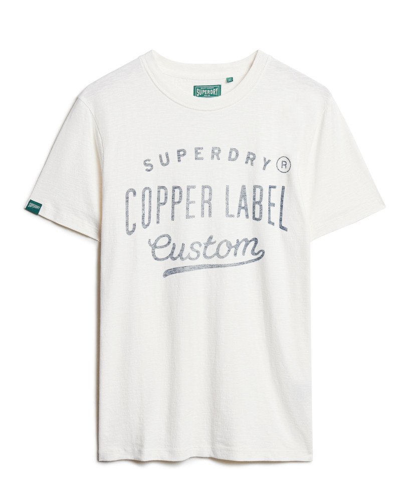 copper label workwear t-shirt in crèmekleurige slubstof