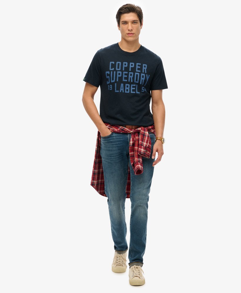 copper label workwear t-shirt in eclipse navy slub