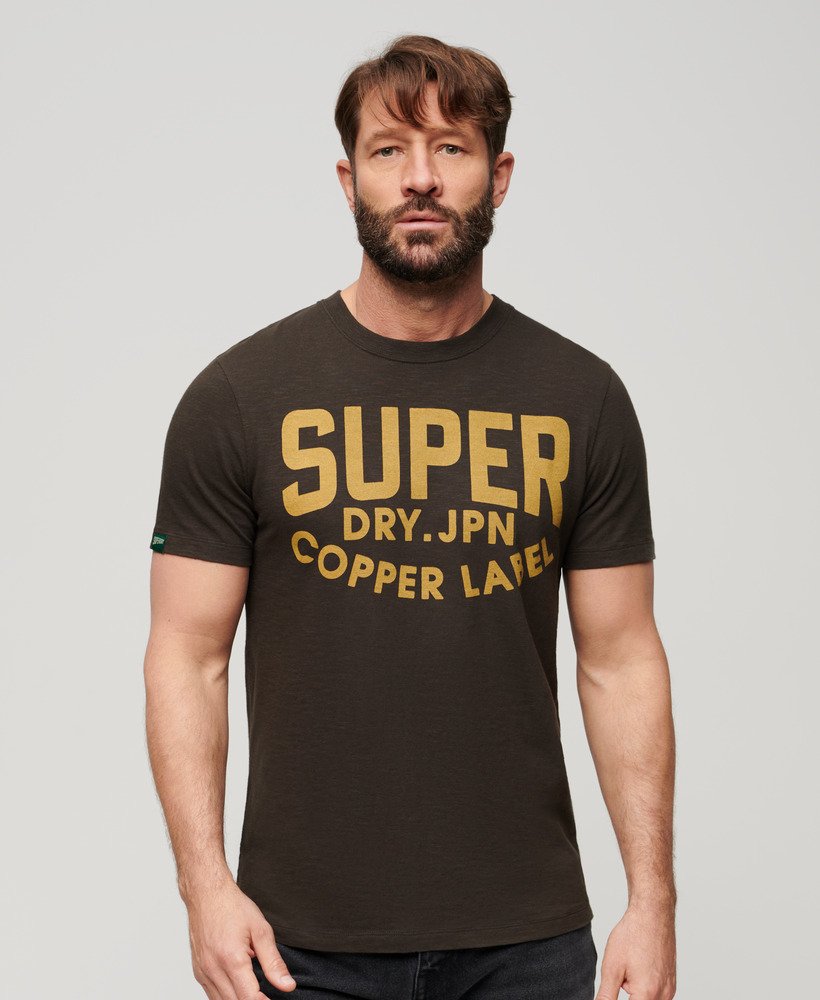copper label workwear t-shirt in vintage black slub