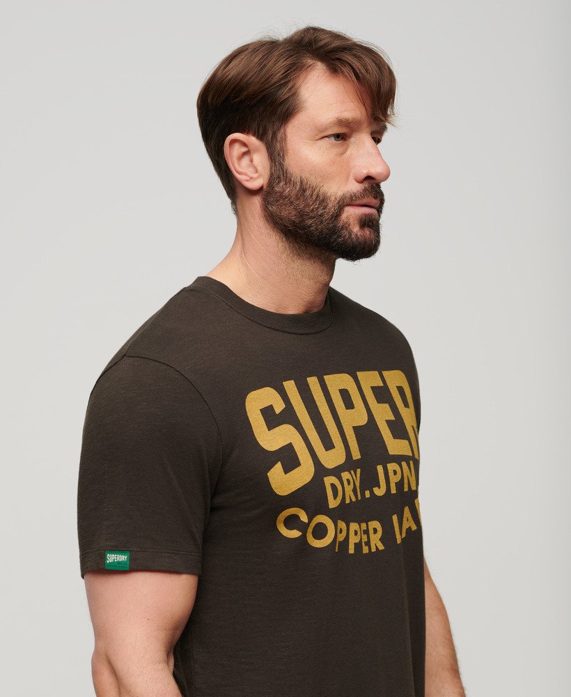 copper label workwear t-shirt in vintage black slub