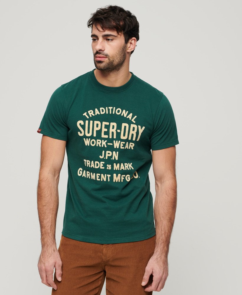 werkshirt met flockprint in bengreen marl
