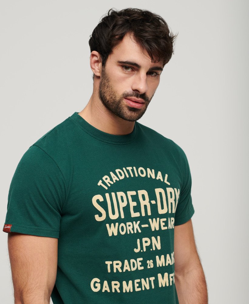 werkshirt met flockprint in bengreen marl