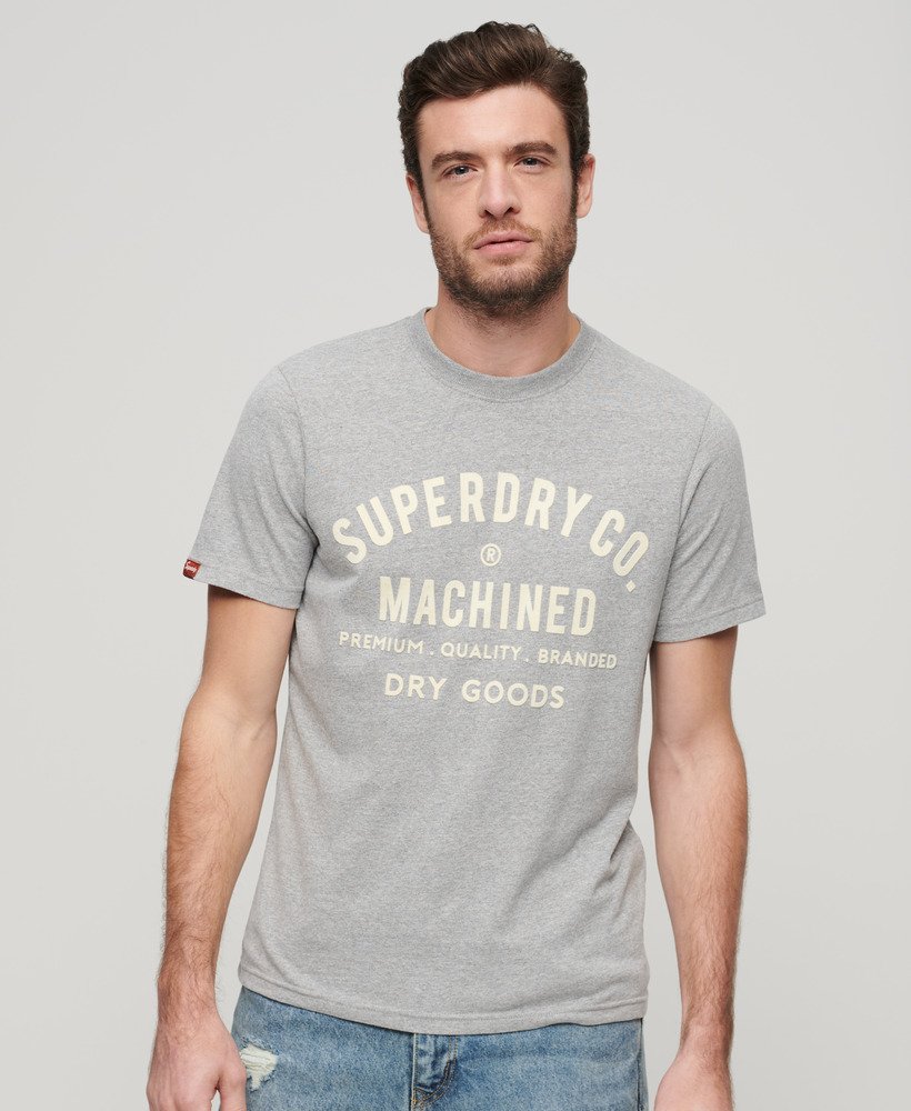 werkshirt met flockprint in asgrijs gemêleerd