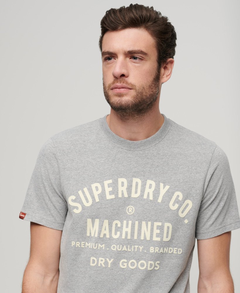 werkshirt met flockprint in asgrijs gemêleerd
