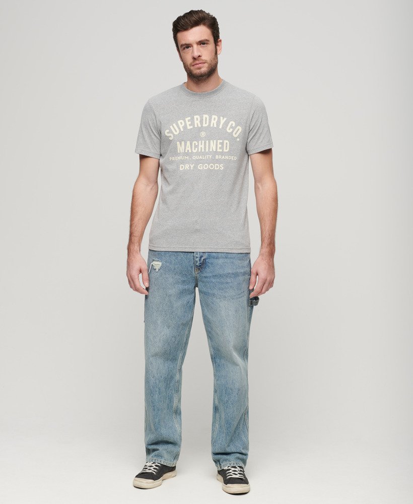 werkshirt met flockprint in asgrijs gemêleerd