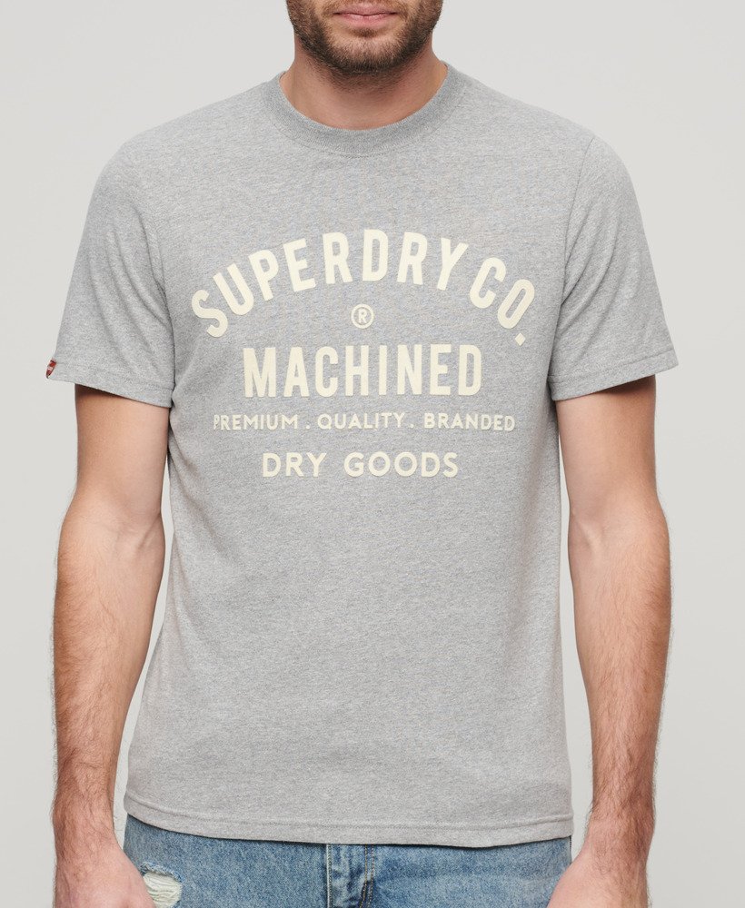werkshirt met flockprint in asgrijs gemêleerd
