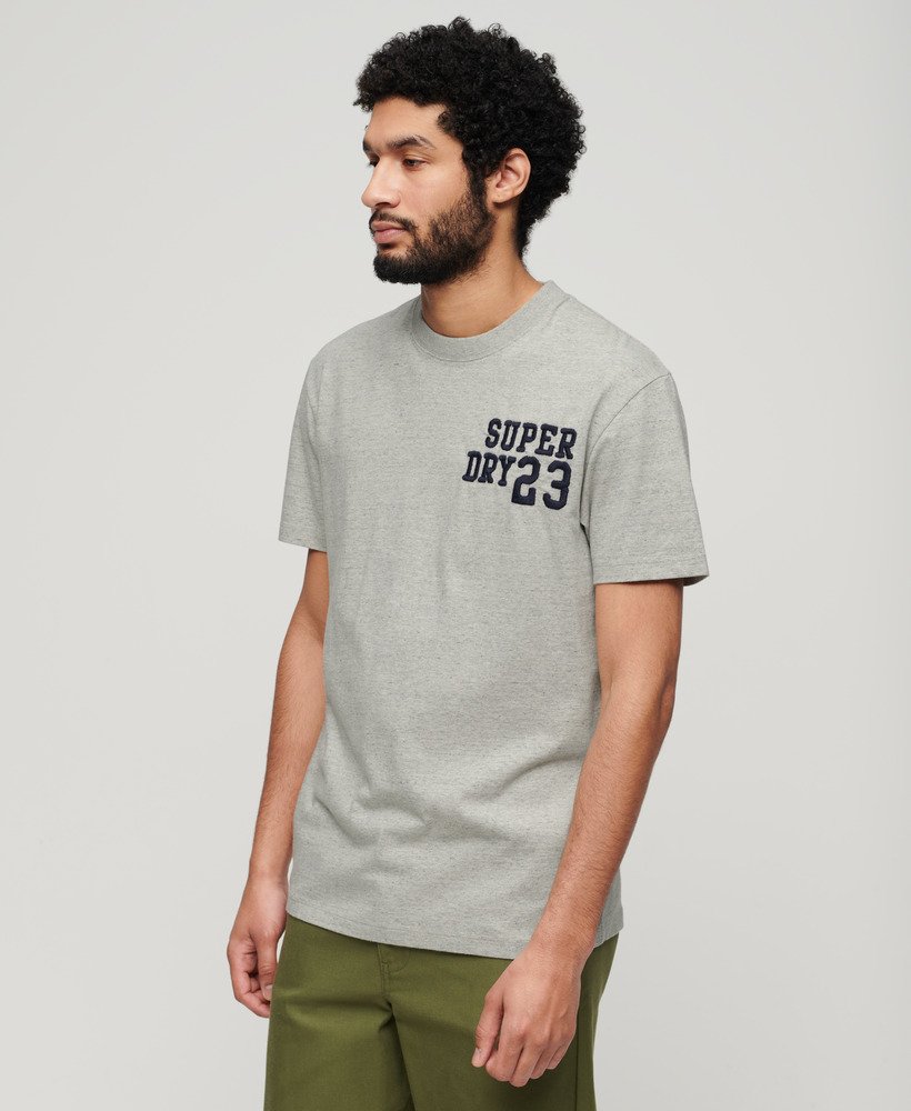 geborduurd superstate athletic logo t-shirt in grijs gemêleerd.
