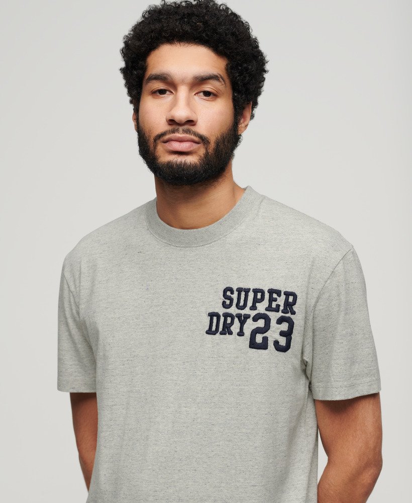 geborduurd superstate athletic logo t-shirt in grijs gemêleerd.