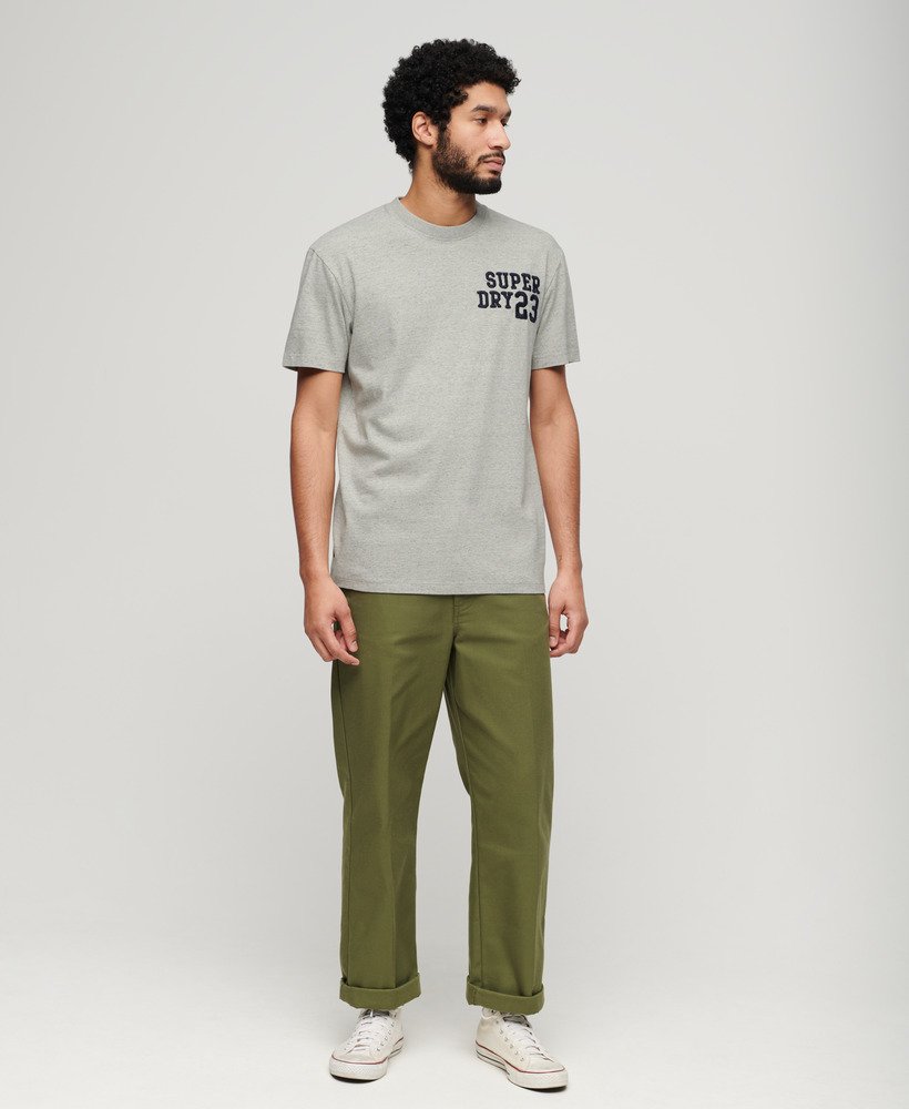 geborduurd superstate athletic logo t-shirt in grijs gemêleerd.
