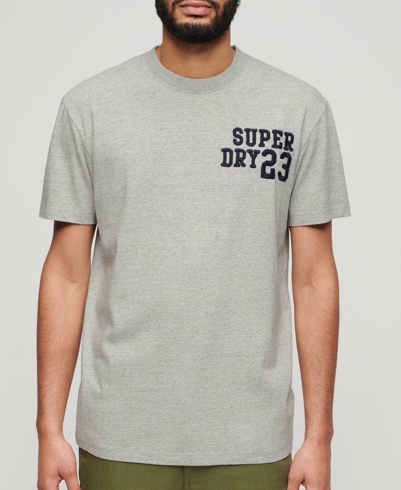 geborduurd superstate athletic logo t-shirt in grijs gemêleerd.