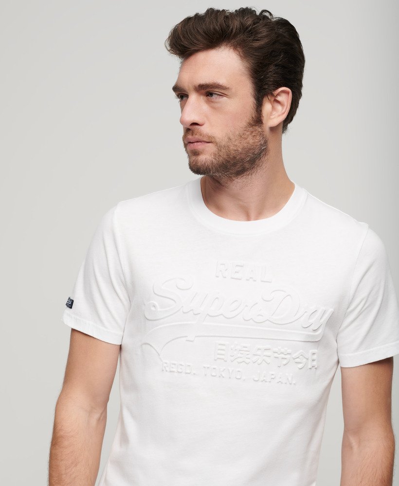 t-shirt met reliëf vintage logo in optic
