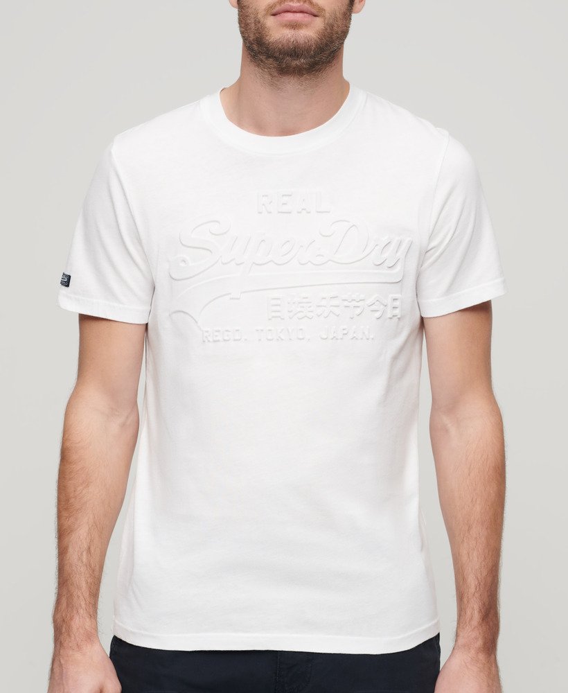 t-shirt met reliëf vintage logo in optic
