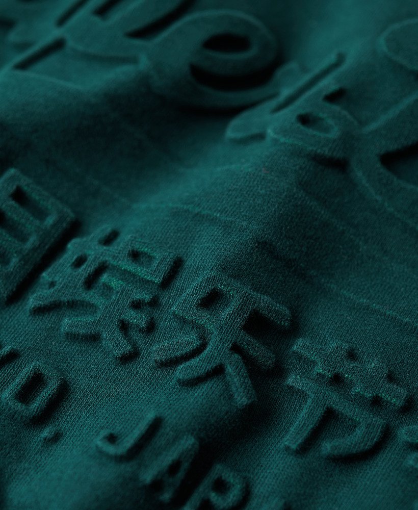 t-shirt met reliëf vintage logo in donker dennengroen