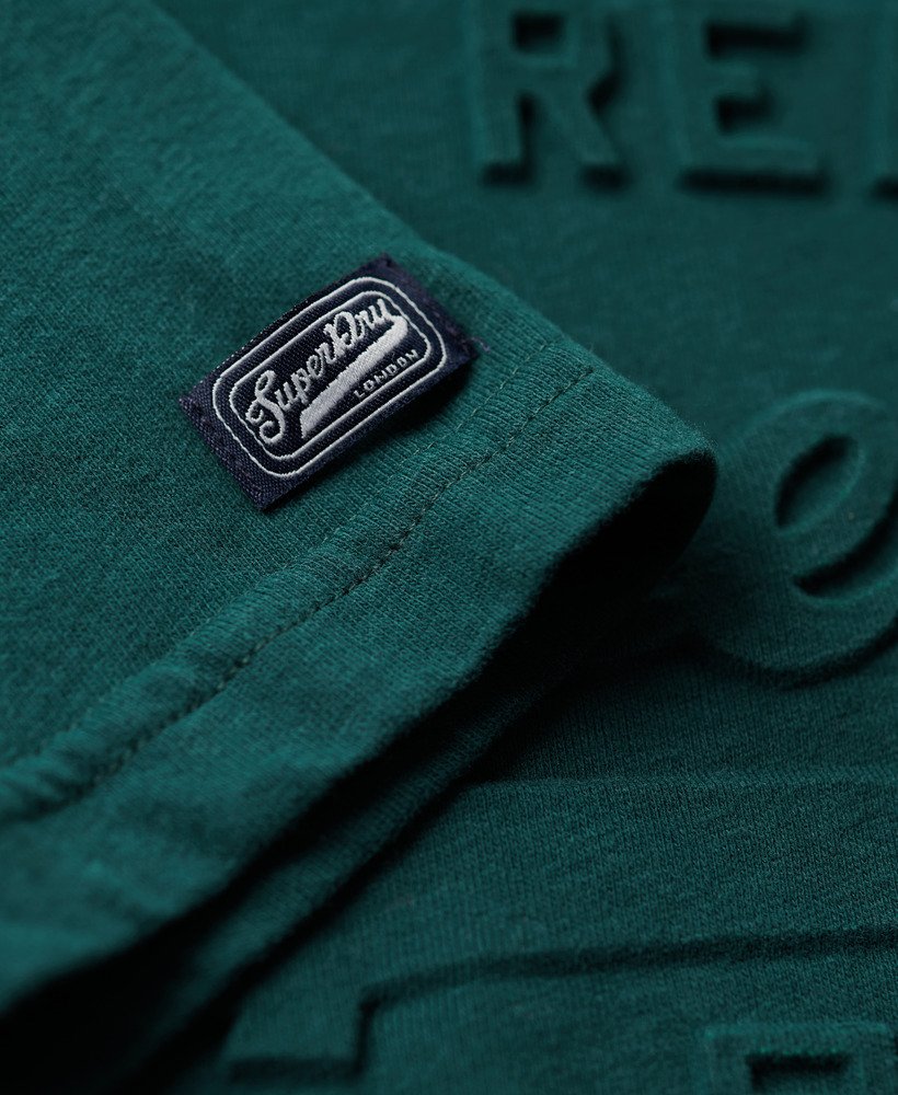 t-shirt met reliëf vintage logo in donker dennengroen