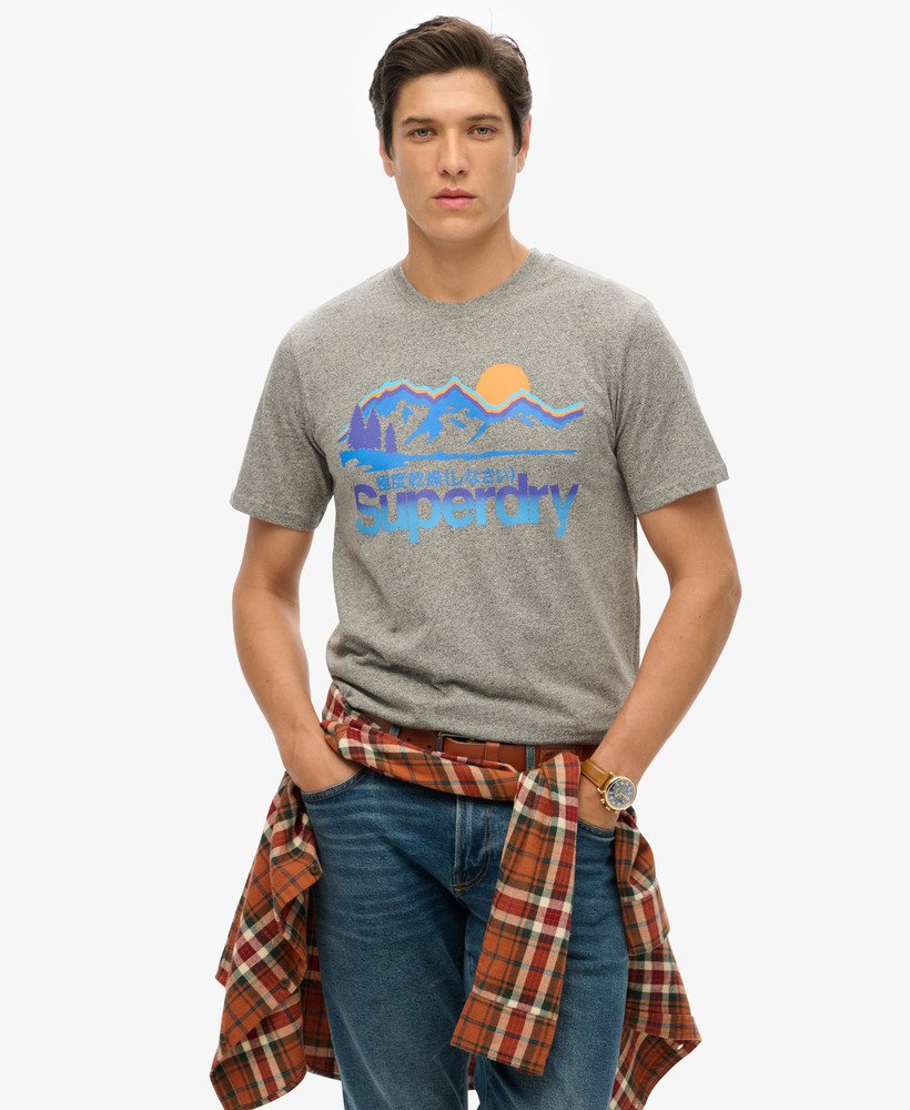 core logo great outdoors t-shirt in asfaltgrijs met structuur.