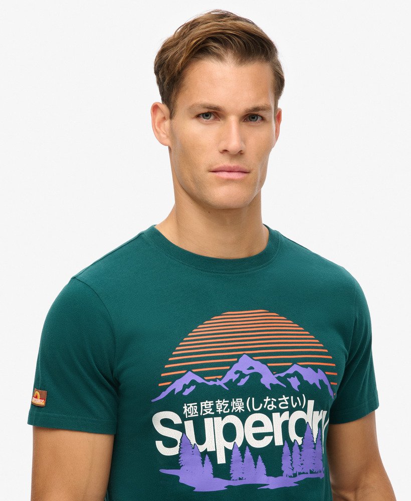 t-shirt met great outdoors-print in donker dennengroen