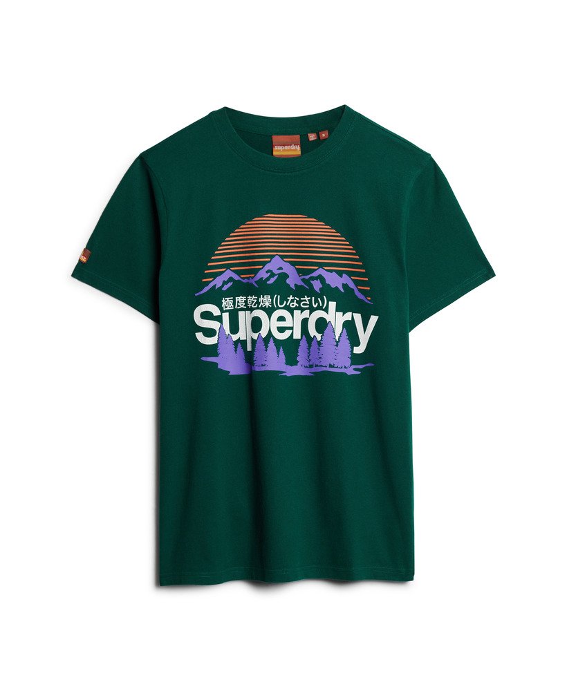 t-shirt met great outdoors-print in donker dennengroen