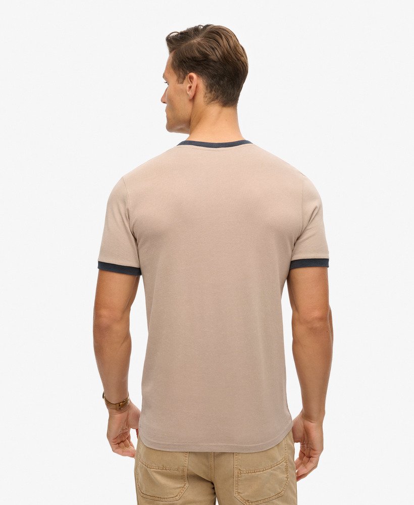 ringer workwear grafisch t-shirt in diepbeigeeclipse marineblauw