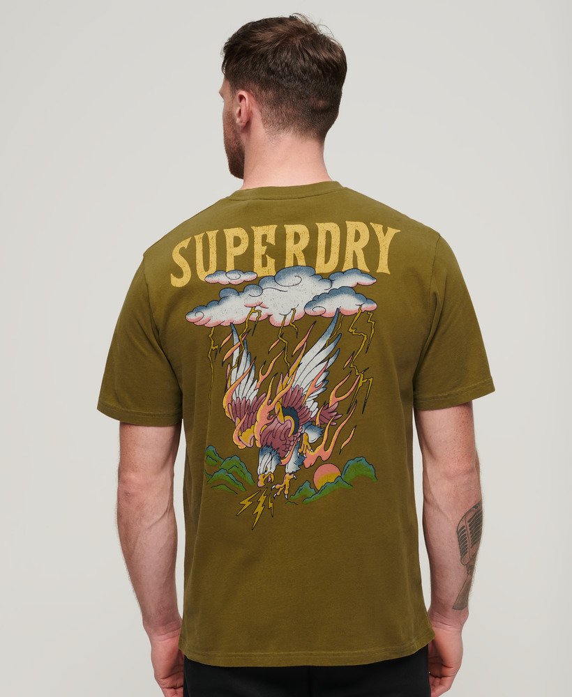 tattoo graphic loose fit t-shirt in dennengroen